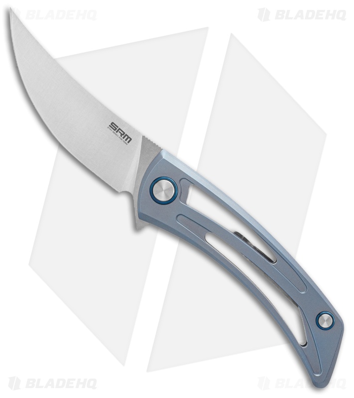SRM Knives 7415-TE Unicorn Frame Lock Knife Blue Titanium (3.75" Bead Blast)