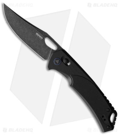 SRM Knives Ambi Lock Knife Black G-10 (3.5" Black Stonewash) 9201 