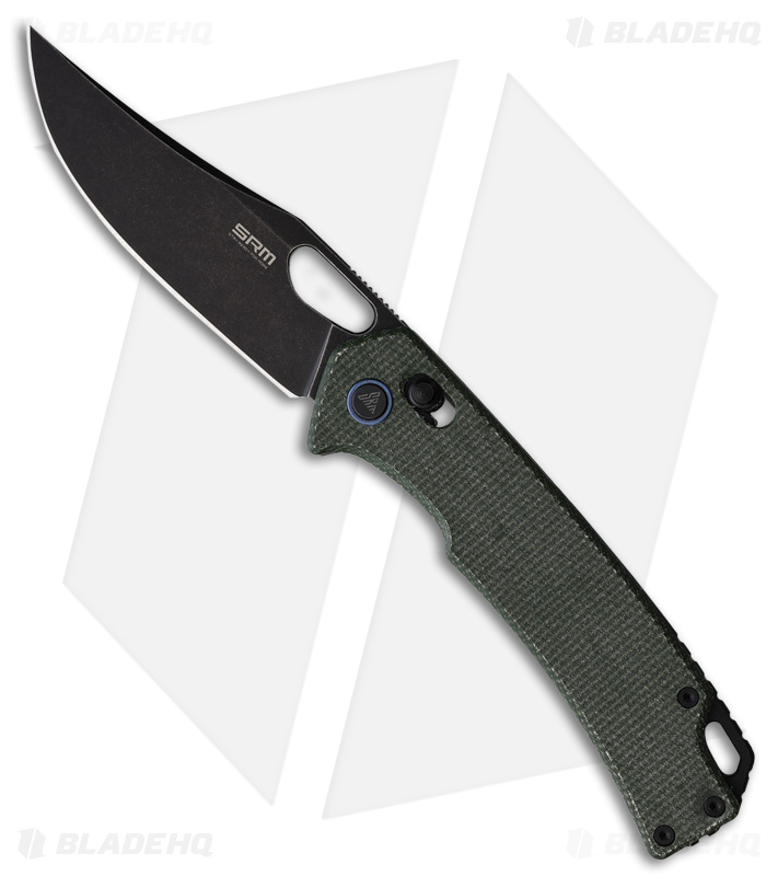 SRM Knives Ambi Lock Knife Green Micarta (3.5" Black Stonewash) 9203-MG2