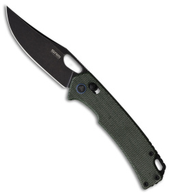 SRM Knives Ambi Lock Knife Green Micarta (3.5" Black Stonewash) 9203-MG2