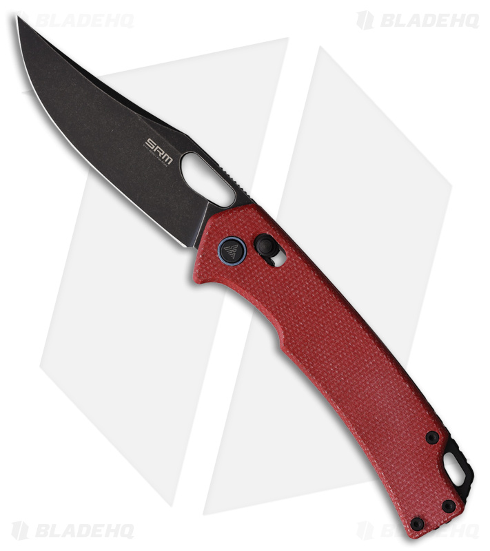 SRM Knives Ambi Lock Knife Red Micarta (3.5" Black Stonewash) 9203-MR2