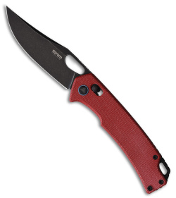 SRM Knives Ambi Lock Knife Red Micarta (3.5" Black Stonewash) 9203-MR2