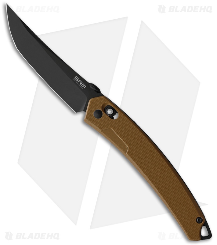 SRM Knives Ambi Lock Knife Tan G-10 Black - Blade HQ