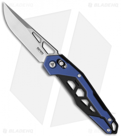 SRM Knives 9225-GI Mecha Pocket Knife Blue G-10 - Blade HQ