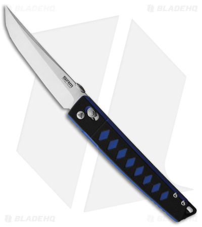 SRM Knives Ambi Lock Knife Black/Blue G-10 (3.5" Satin) 9215