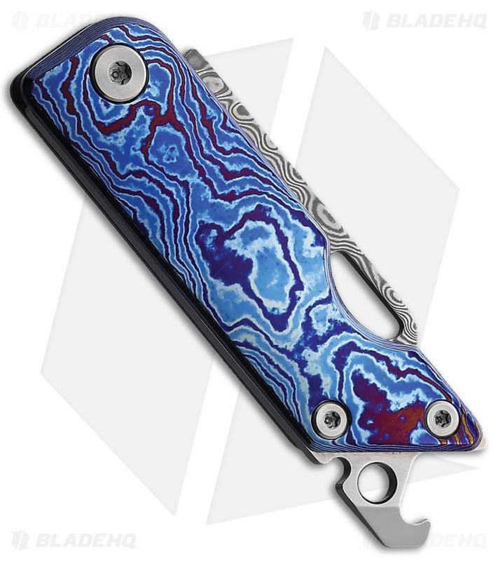 SRM Knives Multi-Function Slip Joint Knife Blue Damascus Ti (1.6" Damascus)