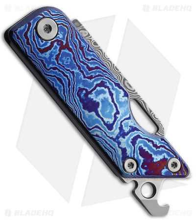 SRM Knives Multi-Function Slip Joint Knife Blue Damascus Ti (1.6" Damascus)