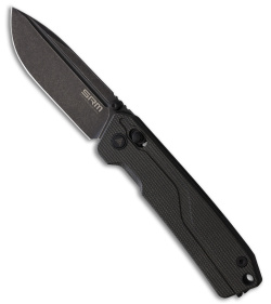 SRM Knives 7228L-MB2 Rubik AMBI Lock Knife Black Micarta (3.6" Black Stonewash)