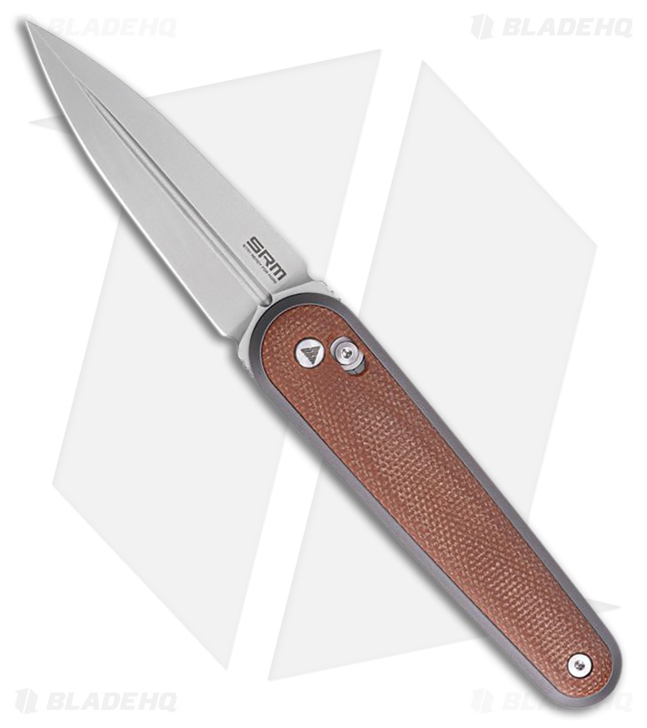 SRM Knives Twin 251MB-MN AMBI Lock Knife Brown Micarta (3" Bead Blast)