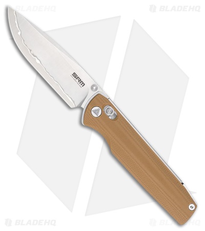 SRM Knives Terrier 258L-GW2 AMBI Lock Knife Tan G-10 (3.5" Laminated 140Cr)