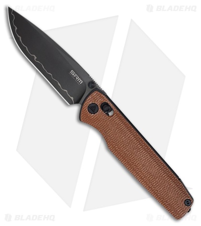SRM Knives Terrier 258L-MN2 Knife Brown Micarta Black/Laminated