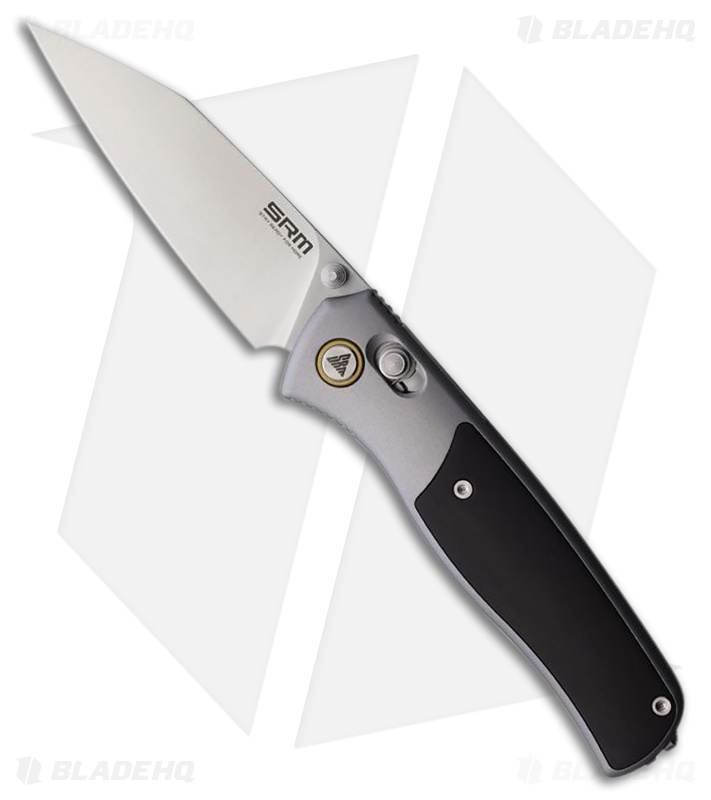 SRM Knives Medal 259L-AK Crossbar Lock Gray Aluminum Ebony Inlay (3.25" Satin)