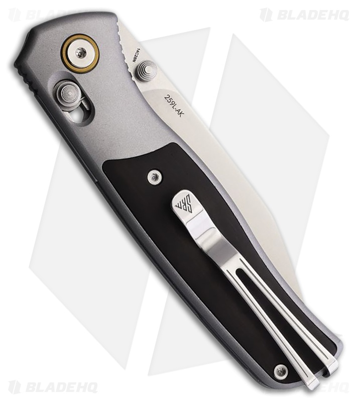 SRM Knives Medal 259L-AK Crossbar Lock Gray Aluminum Ebony Inlay (3.25" Satin)