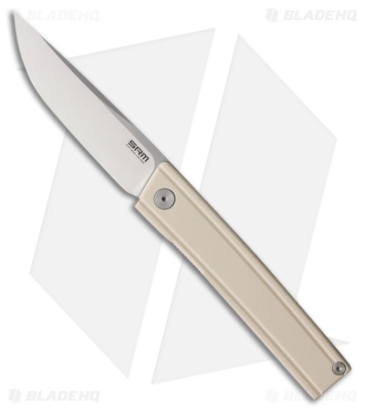 SRM Knives Gent 401LC-GT Liner Lock Knife White G-10 (3.3" Brushed)