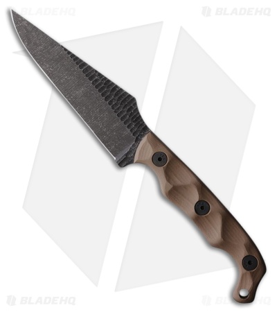 Stroup Knives TU2 Fixed Blade Knife Dark Earth G10 (4.5" Rock Tumbled)