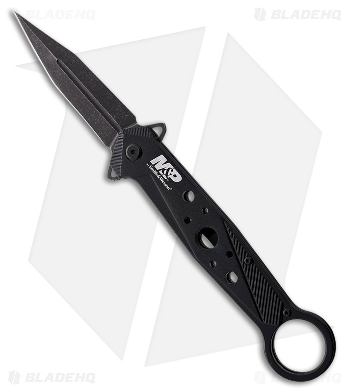 Smith & Wesson 手錠 180001 Smith & Wesson M&P Folding Dagger Liner Lock Knife Black Al - Blade HQ