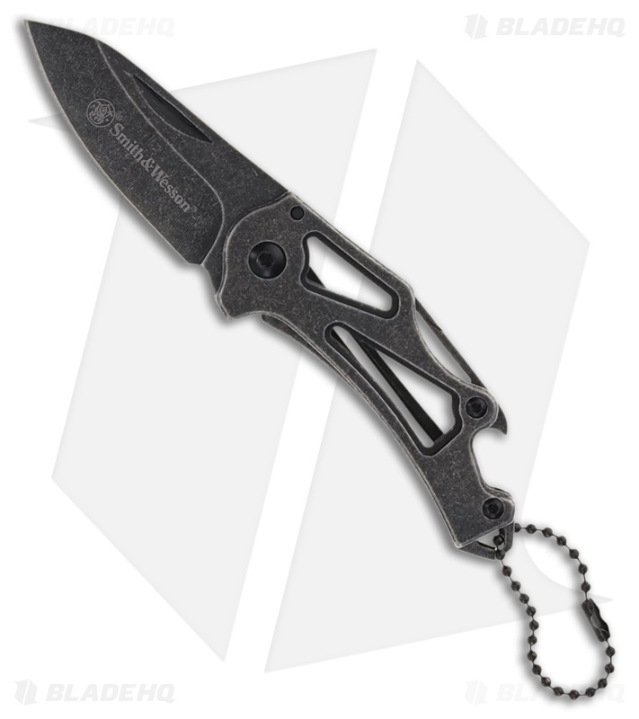 Black Stonewash Mini Folder Keychain with Ball Chain (2.25" Black Stonewash)