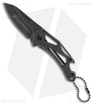 Black Stonewash Mini Folder Keychain with Ball Chain (2.25" Black Stonewash)