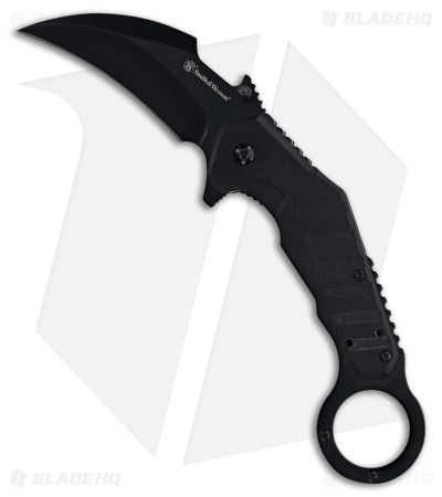 Smith & Wesson Extreme Ops Spring Assisted Karambit Knife Black G-10 (3" Black)