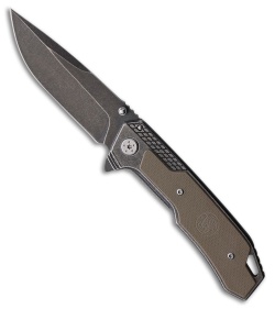 Smith & Wesson Folding Flipper Liner Lock Tan G-10 (3.55" Black SW)