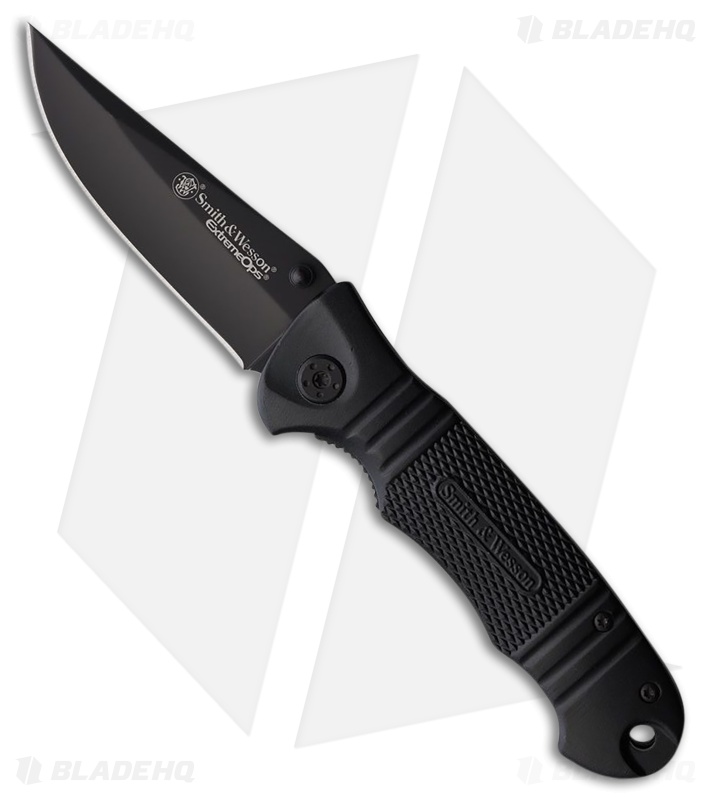 Smith & Wesson Extreme Ops Knife Black Checkered Al Black