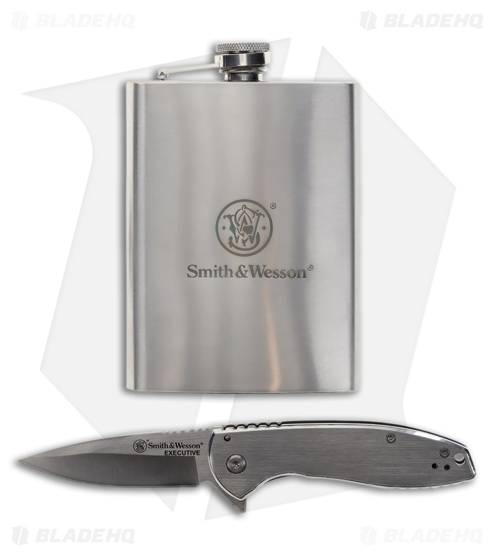 Smith & Wesson S&W Executive Knife With Stainless Steel Flask (3.00 ...