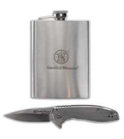Smith & Wesson S&W Executive Knife With Stainless Steel Flask (3.00" Satin)