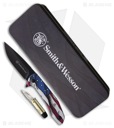 Smith & Wesson America's Heroes Flag Knife W/ Bullet Shaped Folder