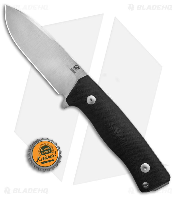 Saturn Knives Mimas Fixed Blade Knife Black G-10 (4.3" Satin)