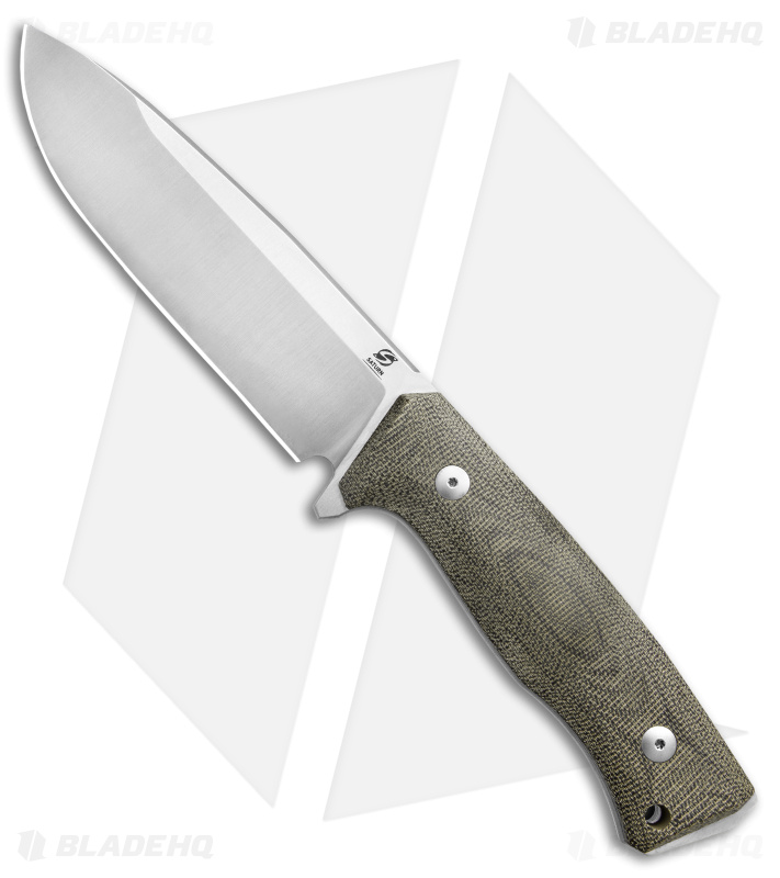 Saturn Knives Titano Fixed Blade Knife Green Micarta (6" Satin)