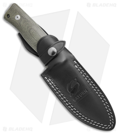 Saturn Knives Titano Fixed Blade Knife Green Micarta (6" Satin)