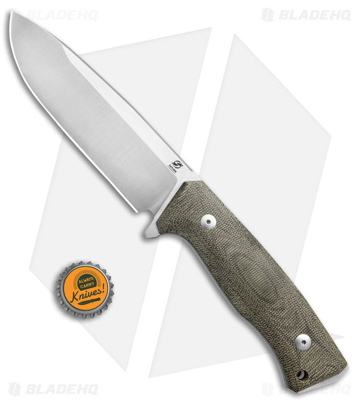 Saturn Knives Titano Fixed Blade Knife Green Micarta (6" Satin)