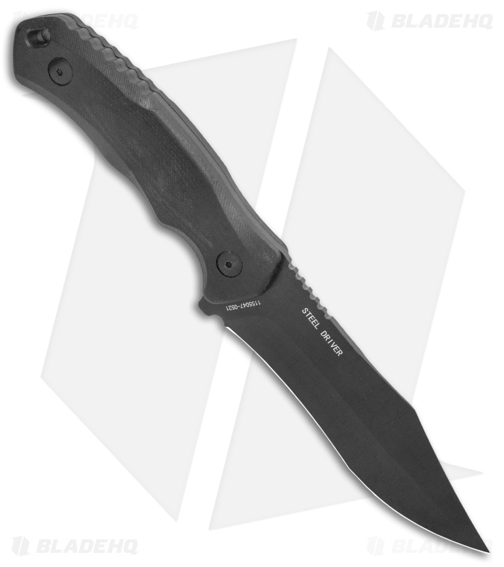 Schrade Steel Driver Clip Point Fixed Blade Knife Black G-10 (5" Black AUS-8)