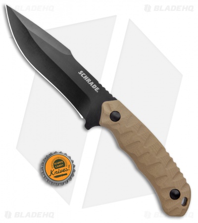 Schrade I-Beam Fixed Blade Knife Brown G-10 (4.75" Black)