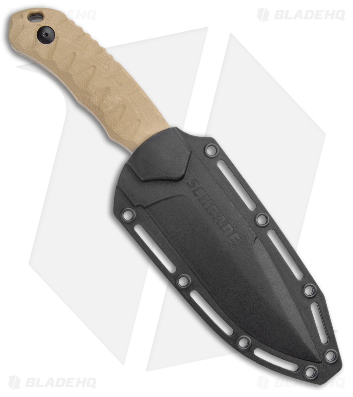 Schrade I-Beam Fixed Blade Knife Brown G-10 (4.75" Black)