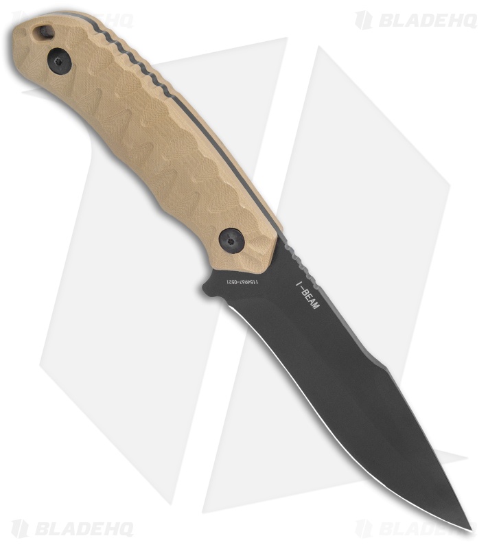 Schrade I-Beam Fixed Blade Knife Brown G-10 (4.75" Black)