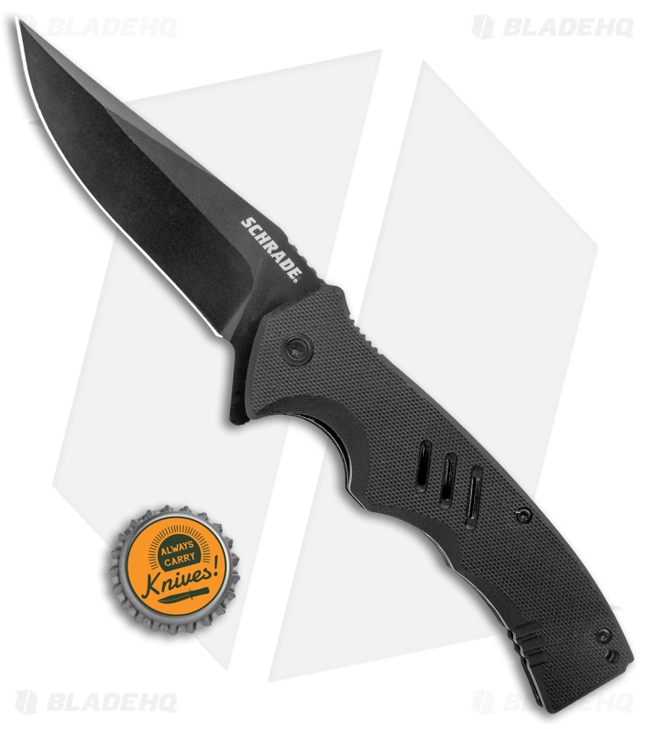 Schrade Sentiment Flipper Liner Lock Knife Black G-10 (3.8" Black AUS-8)