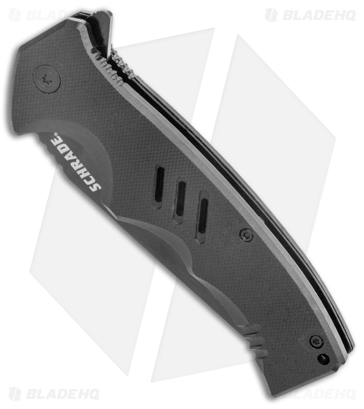 Schrade Sentiment Flipper Liner Lock Knife Black G-10 (3.8" Black AUS-8)