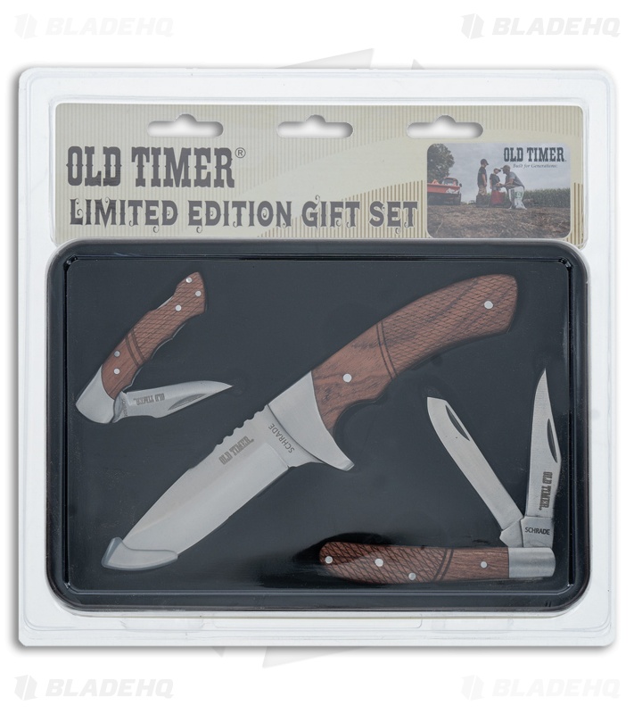 Schrade Old Timer 3-Piece Rosewood Knife Set w/Gift Tin 1130047