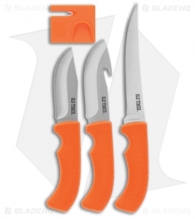 Schrade Old Timer 4 Piece Orange Polymer Hunt Set - Blade HQ
