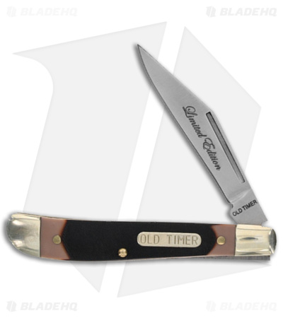 Old Timer Sharpfinger Fixed Blade Knife & Pocket Knife Combo - Black/Brown
