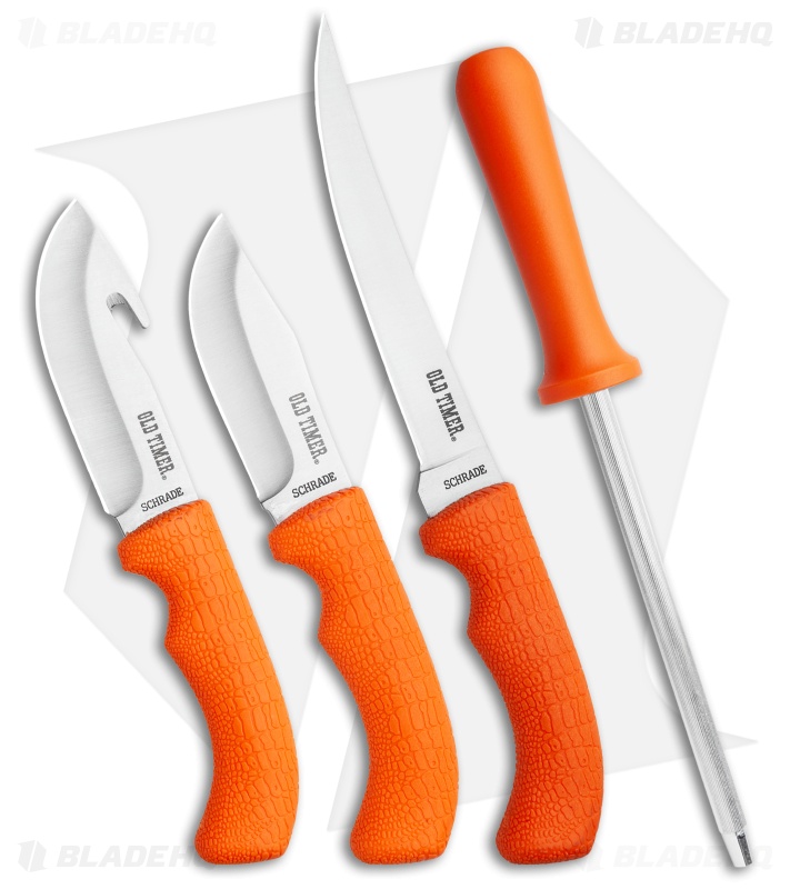 Schrade Old Timer Blaze 3-Piece Hunting Knife Set + Sharpening Rod
