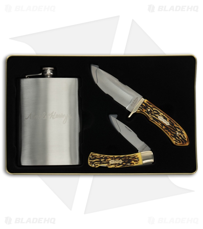 Uncle Henry Fixed + Folder + Flask Combo Gift Set 1130112 - Blade HQ