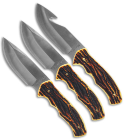 Schrade Uncle Henry 3 Piece Fixed Blade Knife Combo Pack - Faux Stag