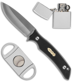 Schrade Uncle Henry 3 Piece Fixed Blade Knife & Cigar Cutter & Lighter - Black