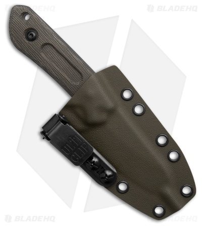 Schwarz Knives Overland Sport Fixed Blade Knife Green Micarta (2.8" Black)