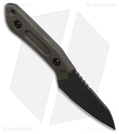 Schwarz Knives Overland Sport Fixed Blade Knife Green Micarta (2.8" Black)