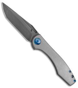 Simeon Custom Knives GenTo Frame Lock Knife Gray Titanium Blue  (3.4" Smoke) 