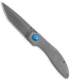 Simeon Custom Knives Ice Pick Frame Lock Knife Titanium Blue  (3.25" Smoke) 