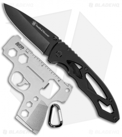 S&W Frame Lock Knife/Multi-Tool Combo Pack Black Steel (3" Black Stainless)